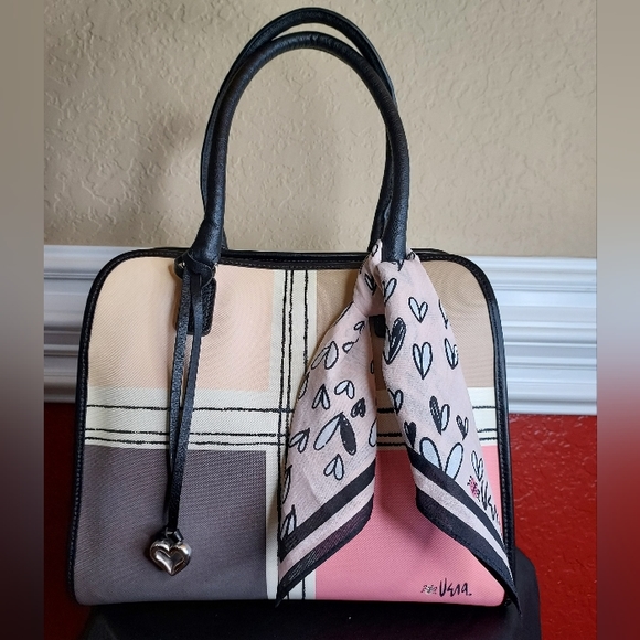 Brighton Celebrates Vera Limited Edition,Buff/Black Color Block Satchel. - Picture 2 of 13